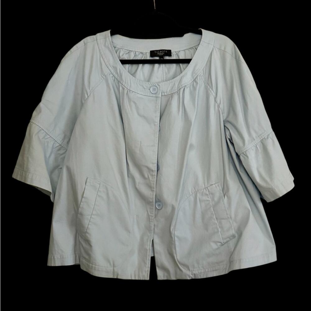 Talbots Soft Blue Women's Swing Jacket with 3/4 Sleeves
